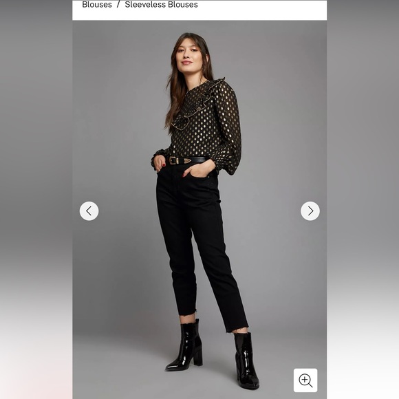 SANDRO Lurex Patterned Top In Black - Picture 4 of 10